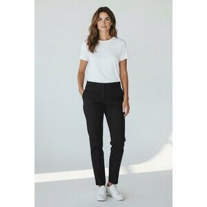 Banana Republic Size 10 Curvy Avery Career Straight Leg Pants Black Button